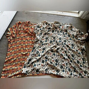 Rose + Olive Bohemian Short Sleeve Blouse Bundle (2 Tops) - 3x